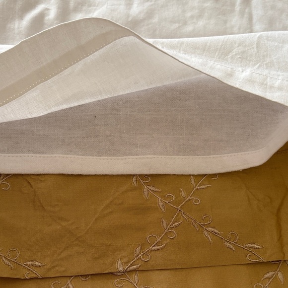 Gently Loved Gold Embroidered 100% Silk Lined Curtain Panel (only 1) - Picture 6 of 10